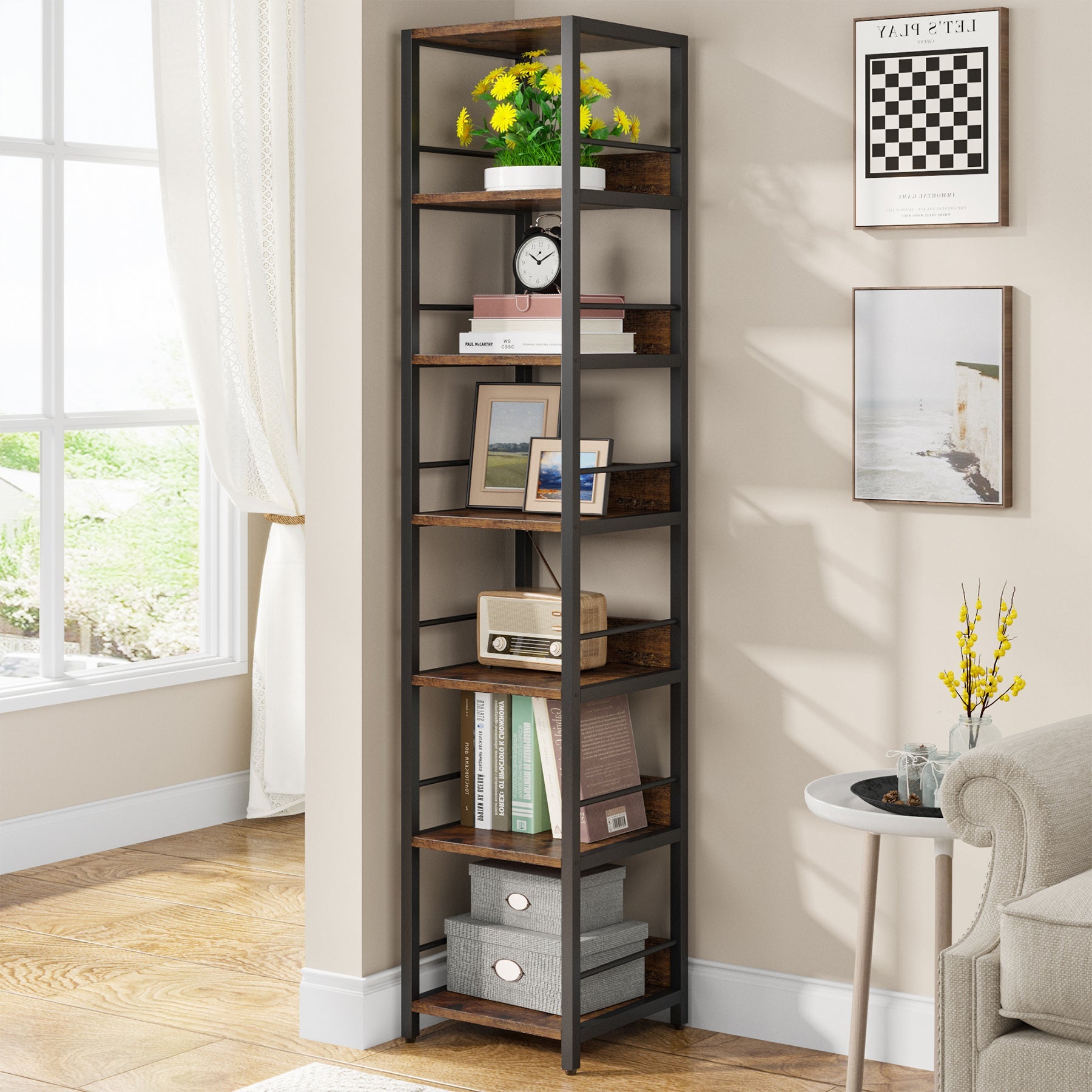 Tribesigns Corner Shelf, 6-Tier Narrow Etagere Bookshelf Storage Rack Tribesigns